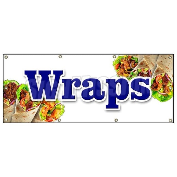 WRAPS BANNER SIGN panini breakfast dinner lunch sandwich chicken food